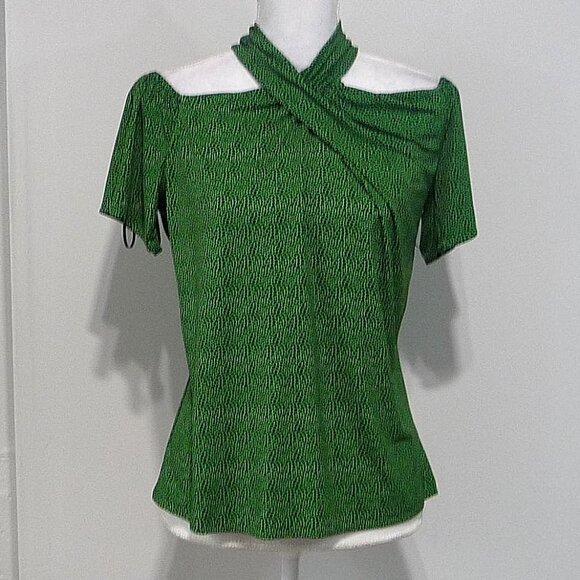 MK Green Cheetah Print Top Size MEDIUM - Picture 1 of 10